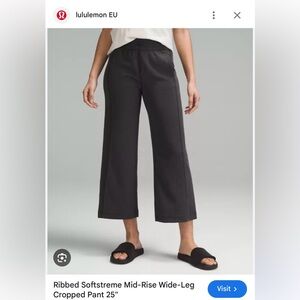 Lululemon NWOT ribbed softstreme mid-rise wide legged cropped pants BLACK 8